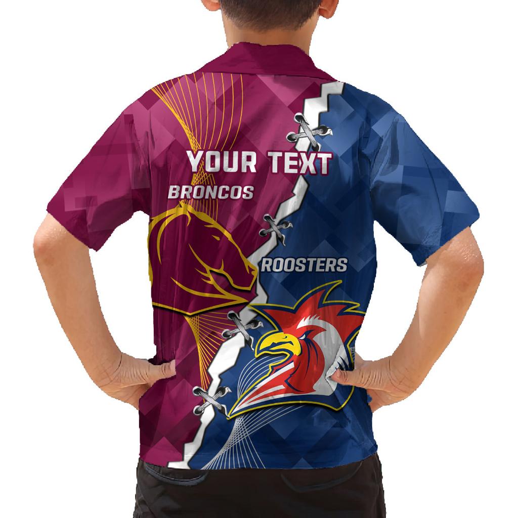 Personalised Roosters And Broncos Rugby Family Matching Tank Maxi Dress and Hawaiian Shirt NRL 2024 Dynamic Together