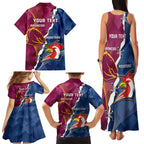 Personalised Roosters And Broncos Rugby Family Matching Tank Maxi Dress and Hawaiian Shirt NRL 2024 Dynamic Together