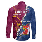 Personalised Roosters And Broncos Rugby Family Matching Tank Maxi Dress and Hawaiian Shirt NRL 2024 Dynamic Together