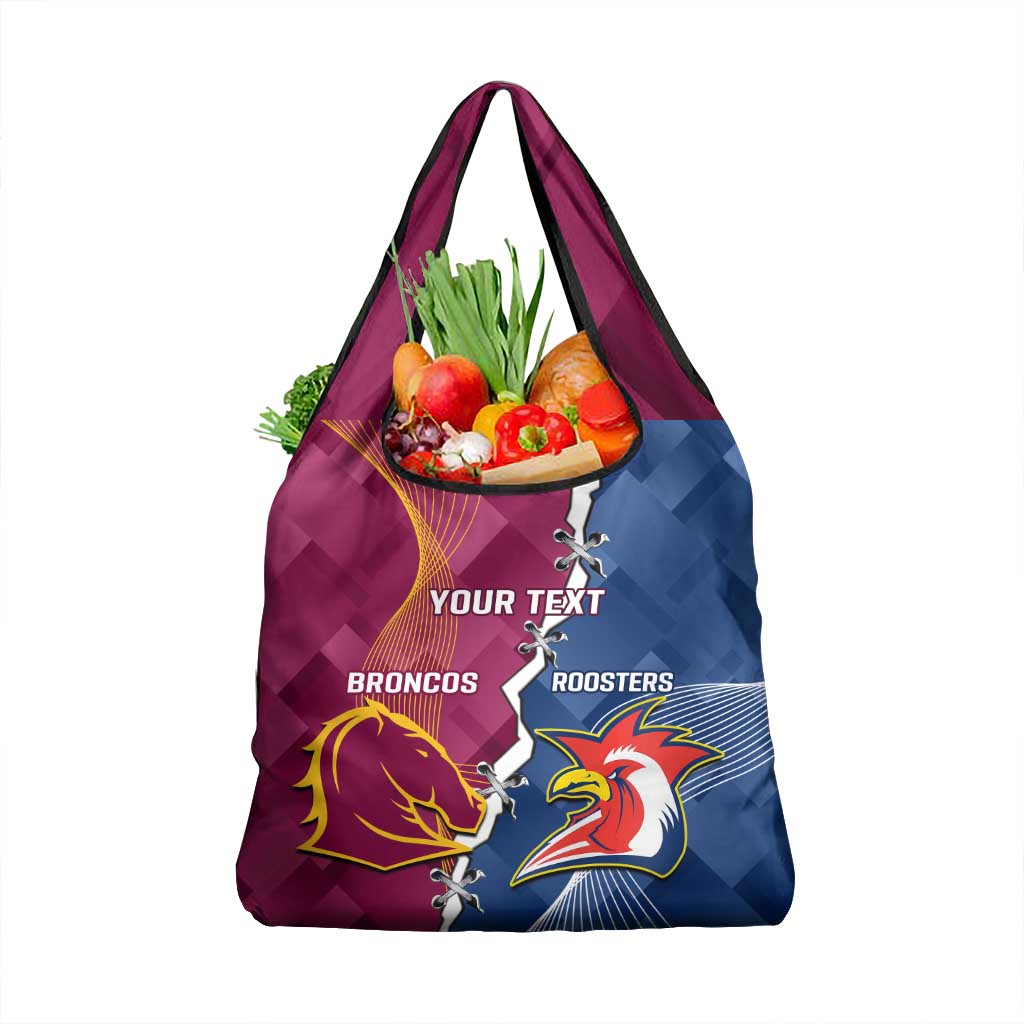 Personalised Roosters And Broncos Rugby Grocery Bag NRL Dynamic Together