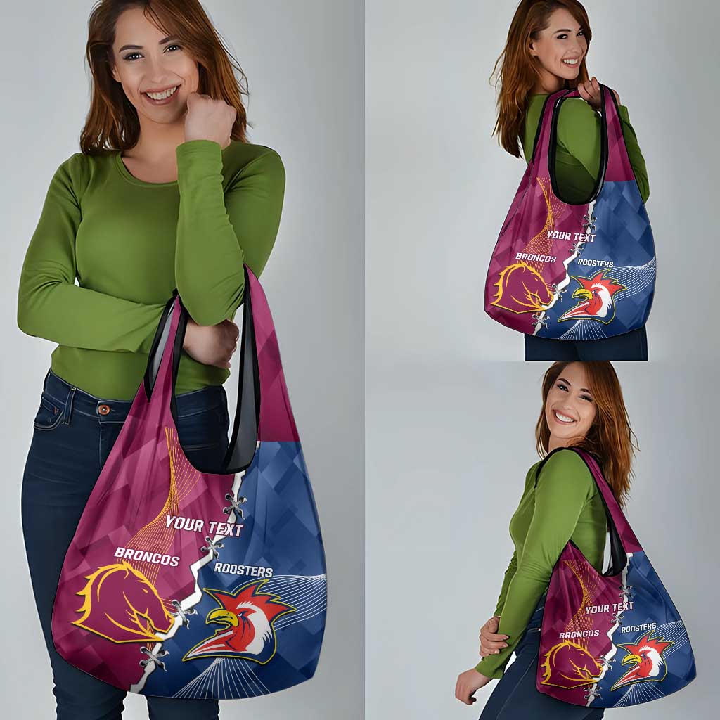 Personalised Roosters And Broncos Rugby Grocery Bag NRL Dynamic Together