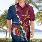 Personalised Roosters And Broncos Rugby Hawaiian Shirt NRL 2024 Dynamic Together