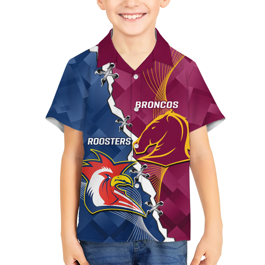 Personalised Roosters And Broncos Rugby Hawaiian Shirt NRL 2024 Dynamic Together