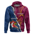 Personalised Roosters And Broncos Rugby Hoodie NRL 2024 Dynamic Together