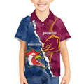 Personalised Roosters And Broncos Rugby Kid Hawaiian Shirt NRL 2024 Dynamic Together