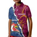 Personalised Roosters And Broncos Rugby Kid Polo Shirt NRL 2024 Dynamic Together