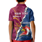 Personalised Roosters And Broncos Rugby Kid Polo Shirt NRL 2024 Dynamic Together