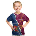 Personalised Roosters And Broncos Rugby Kid T Shirt NRL 2024 Dynamic Together