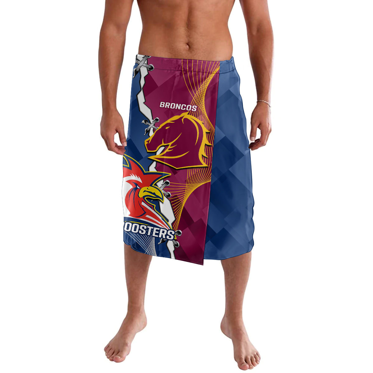 Personalised Roosters And Broncos Rugby Lavalava NRL 2024 Dynamic Together