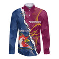 Personalised Roosters And Broncos Rugby Long Sleeve Button Shirt NRL 2024 Dynamic Together