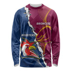 Personalised Roosters And Broncos Rugby Long Sleeve Shirt NRL 2024 Dynamic Together