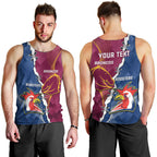 Personalised Roosters And Broncos Rugby Men Tank Top NRL 2024 Dynamic Together