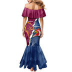 Personalised Roosters And Broncos Rugby Mermaid Dress NRL 2024 Dynamic Together