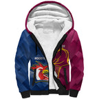Personalised Roosters And Broncos Rugby Sherpa Hoodie NRL 2024 Dynamic Together