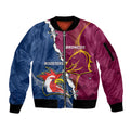 Personalised Roosters And Broncos Rugby Sleeve Zip Bomber Jacket NRL 2024 Dynamic Together