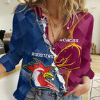 Personalised Roosters And Broncos Rugby Women Casual Shirt NRL 2024 Dynamic Together