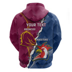 Personalised Roosters And Broncos Rugby Zip Hoodie NRL 2024 Dynamic Together