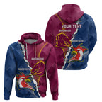 Personalised Roosters And Broncos Rugby Zip Hoodie NRL 2024 Dynamic Together