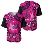 Personalised Australia Breast Cancer Baseball Jersey Pink Boxing Ribbon Be Strong And Fight On