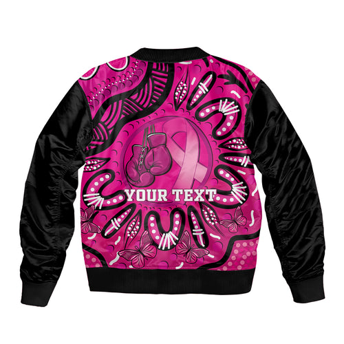 Personalised Australia Breast Cancer Bomber Jacket Pink Boxing Ribbon Be Strong And Fight On