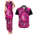 Personalised Australia Breast Cancer Couples Matching Tank Maxi Dress and Hawaiian Shirt Pink Boxing Ribbon Be Strong And Fight On