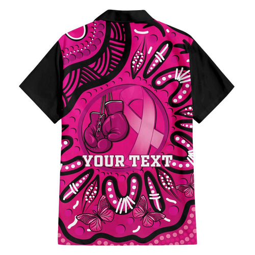 Personalised Australia Breast Cancer Family Matching Off The Shoulder Long Sleeve Dress and Hawaiian Shirt Pink Boxing Ribbon Be Strong And Fight On