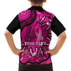 Personalised Australia Breast Cancer Family Matching Off Shoulder Short Dress and Hawaiian Shirt Pink Boxing Ribbon Be Strong And Fight On