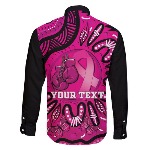 Personalised Australia Breast Cancer Family Matching Off Shoulder Short Dress and Hawaiian Shirt Pink Boxing Ribbon Be Strong And Fight On