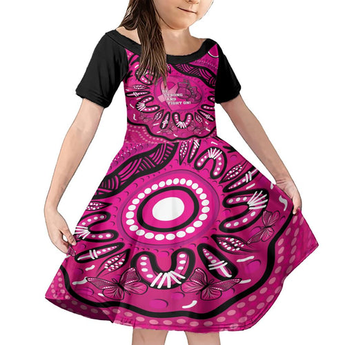 Personalised Australia Breast Cancer Family Matching Short Sleeve Bodycon Dress and Hawaiian Shirt Pink Boxing Ribbon Be Strong And Fight On