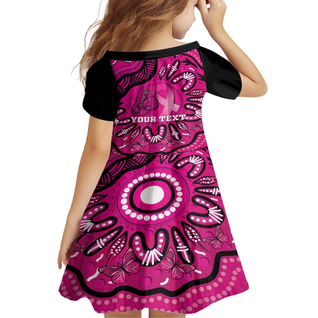 Personalised Australia Breast Cancer Family Matching Short Sleeve Bodycon Dress and Hawaiian Shirt Pink Boxing Ribbon Be Strong And Fight On