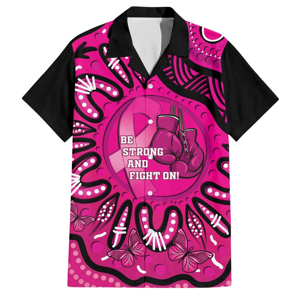 Personalised Australia Breast Cancer Family Matching Short Sleeve Bodycon Dress and Hawaiian Shirt Pink Boxing Ribbon Be Strong And Fight On