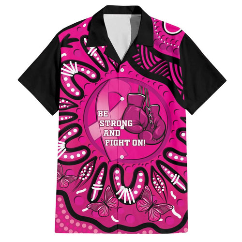 Personalised Australia Breast Cancer Family Matching Short Sleeve Bodycon Dress and Hawaiian Shirt Pink Boxing Ribbon Be Strong And Fight On