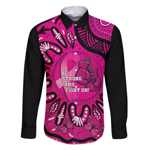 Personalised Australia Breast Cancer Family Matching Short Sleeve Bodycon Dress and Hawaiian Shirt Pink Boxing Ribbon Be Strong And Fight On