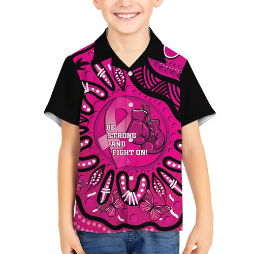 Personalised Australia Breast Cancer Family Matching Summer Maxi Dress and Hawaiian Shirt Pink Boxing Ribbon Be Strong And Fight On