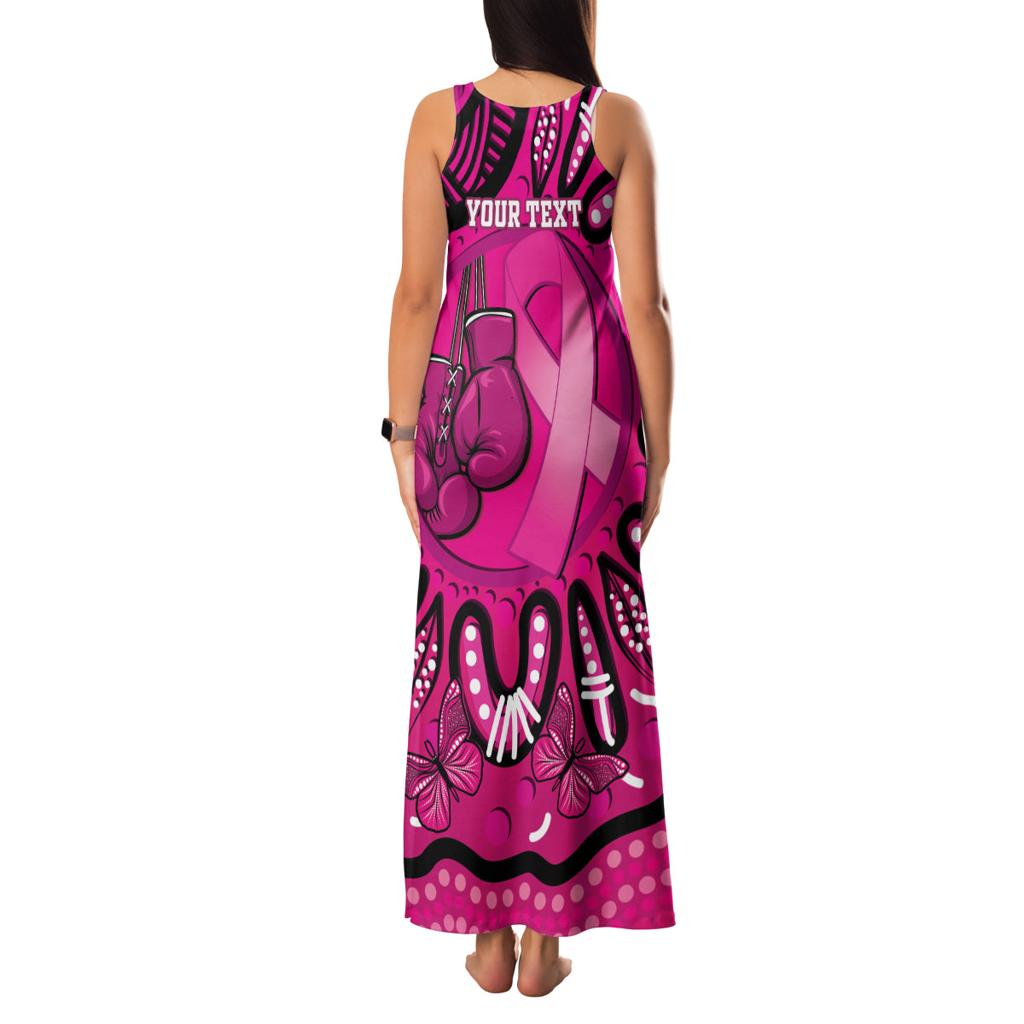 Personalised Australia Breast Cancer Family Matching Tank Maxi Dress and Hawaiian Shirt Pink Boxing Ribbon Be Strong And Fight On