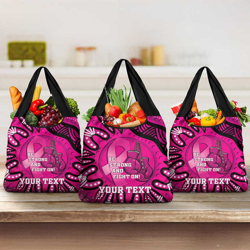 Personalised Australia Breast Cancer Grocery Bag Pink Boxing Ribbon Be Strong And Fight On