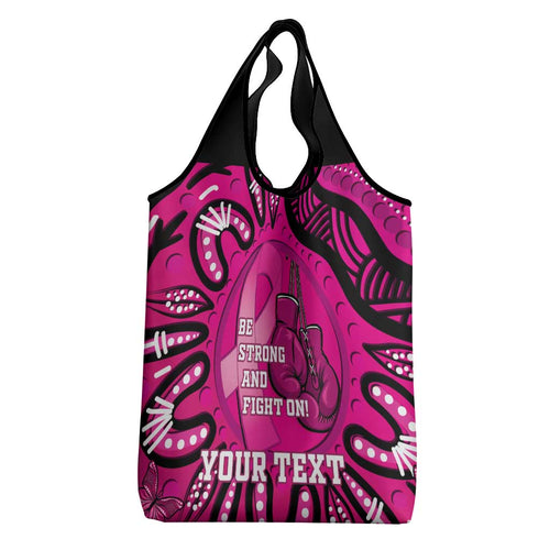Personalised Australia Breast Cancer Grocery Bag Pink Boxing Ribbon Be Strong And Fight On