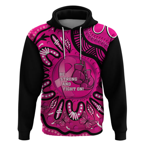 Personalised Australia Breast Cancer Hoodie Pink Boxing Ribbon Be Strong And Fight On