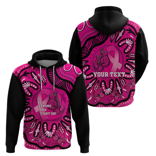 Personalised Australia Breast Cancer Hoodie Pink Boxing Ribbon Be Strong And Fight On