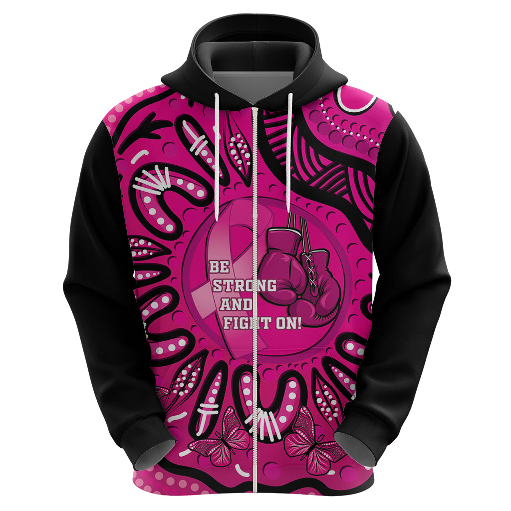 Personalised Australia Breast Cancer Hoodie Pink Boxing Ribbon Be Strong And Fight On