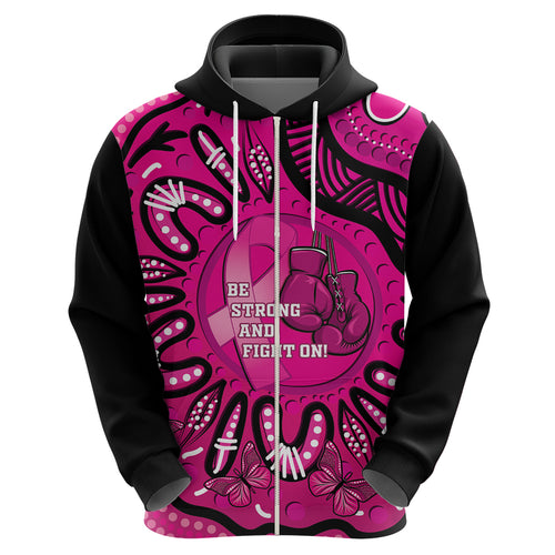 Personalised Australia Breast Cancer Hoodie Pink Boxing Ribbon Be Strong And Fight On