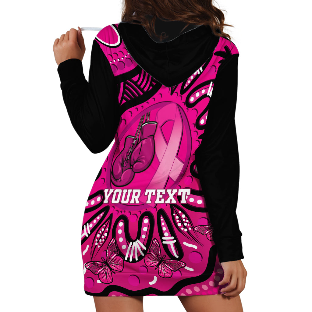 Personalised Australia Breast Cancer Hoodie Dress Pink Boxing Ribbon Be Strong And Fight On