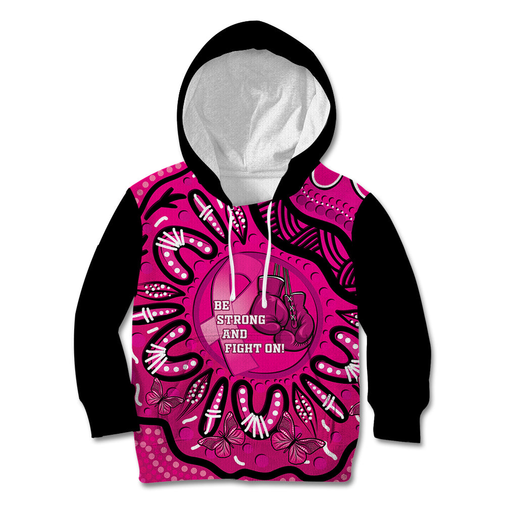 Personalised Australia Breast Cancer Kid Hoodie Pink Boxing Ribbon Be Strong And Fight On