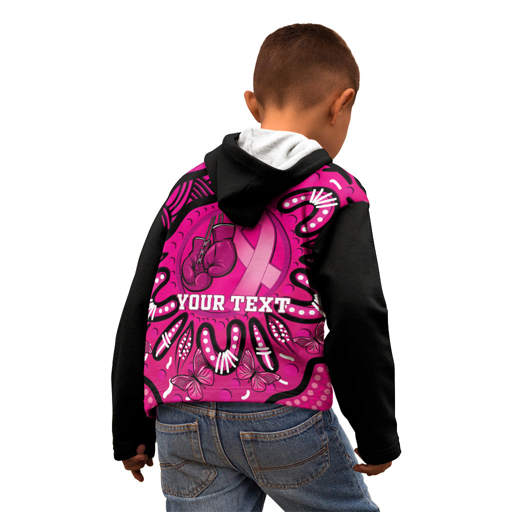 Personalised Australia Breast Cancer Kid Hoodie Pink Boxing Ribbon Be Strong And Fight On