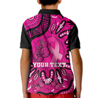 Personalised Australia Breast Cancer Kid Polo Shirt Pink Boxing Ribbon Be Strong And Fight On