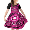 Personalised Australia Breast Cancer Kid Short Sleeve Dress Pink Boxing Ribbon Be Strong And Fight On