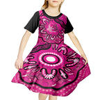 Personalised Australia Breast Cancer Kid Short Sleeve Dress Pink Boxing Ribbon Be Strong And Fight On