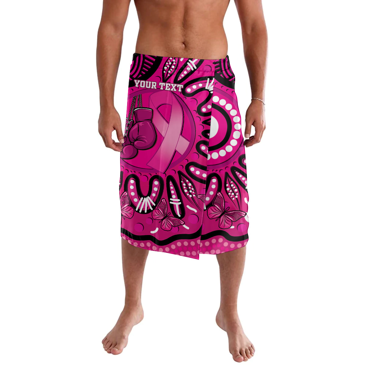 Personalised Australia Breast Cancer Lavalava Pink Boxing Ribbon Be Strong And Fight On