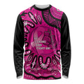 Personalised Australia Breast Cancer Long Sleeve Shirt Pink Boxing Ribbon Be Strong And Fight On