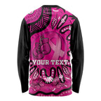 Personalised Australia Breast Cancer Long Sleeve Shirt Pink Boxing Ribbon Be Strong And Fight On